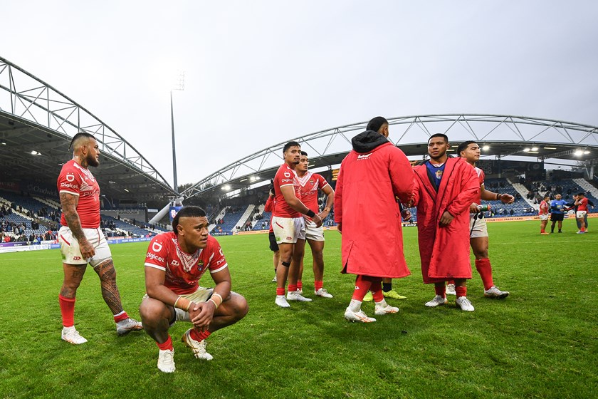 Tonga players are left dejected after England took an unassailable 2-0 series lead.