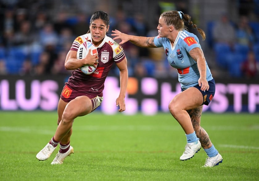 Destiny Mino-Sinapati with the ball for Queensland.