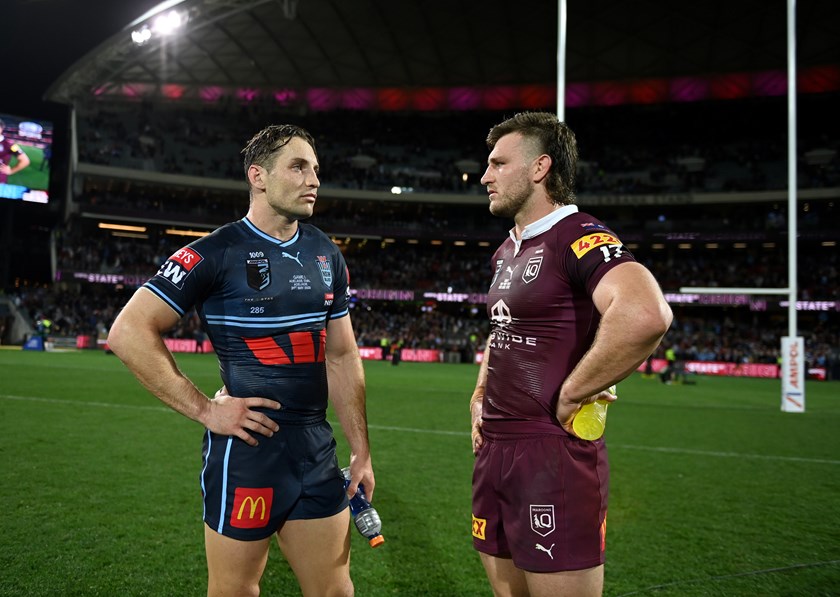 Rabbitohs teammates Cam Murray and Jai Arrow went face to face in the Origin arena.