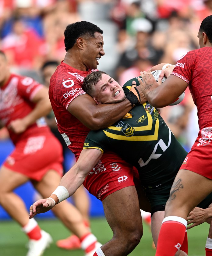 Hudson Young represented Australia in a tough contest against Tonga in 2024.