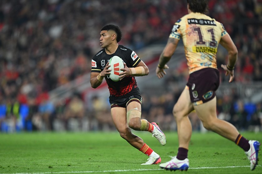 Isaiya Katoa in action against the Broncos.