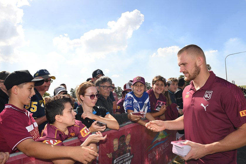 Coen Hess during the Maroons fan day at Bundaberg last year.