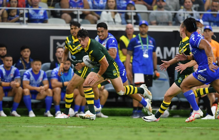 Kotoni Staggs representing the Kangaroos.