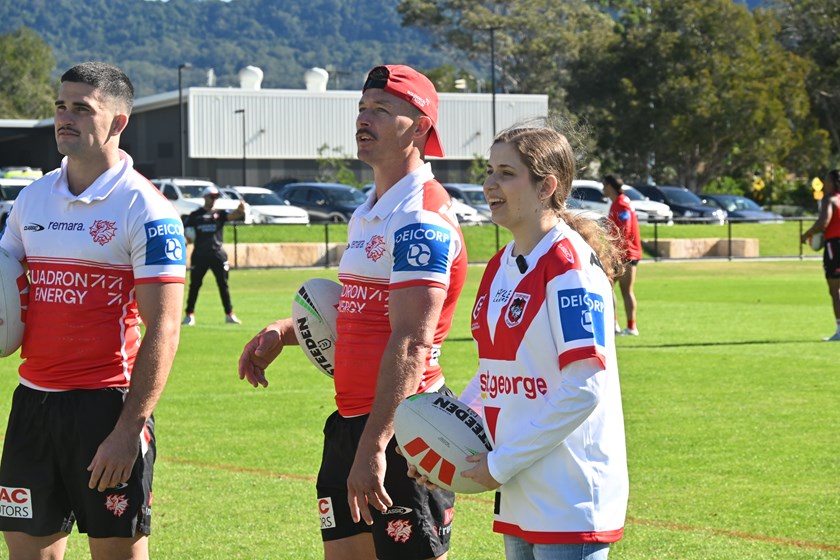Charlotte participated in a cross-bar challenge with the Dragons after their captains run.