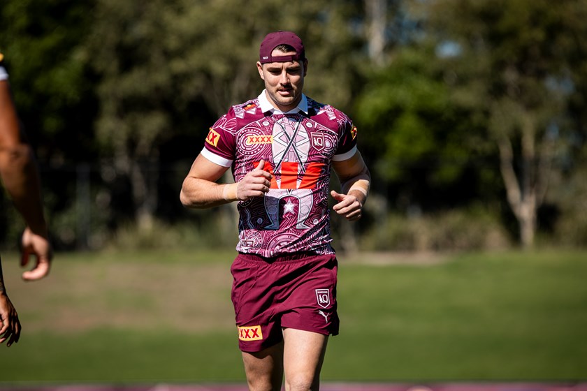 Trent Loiero training with the Maroons.