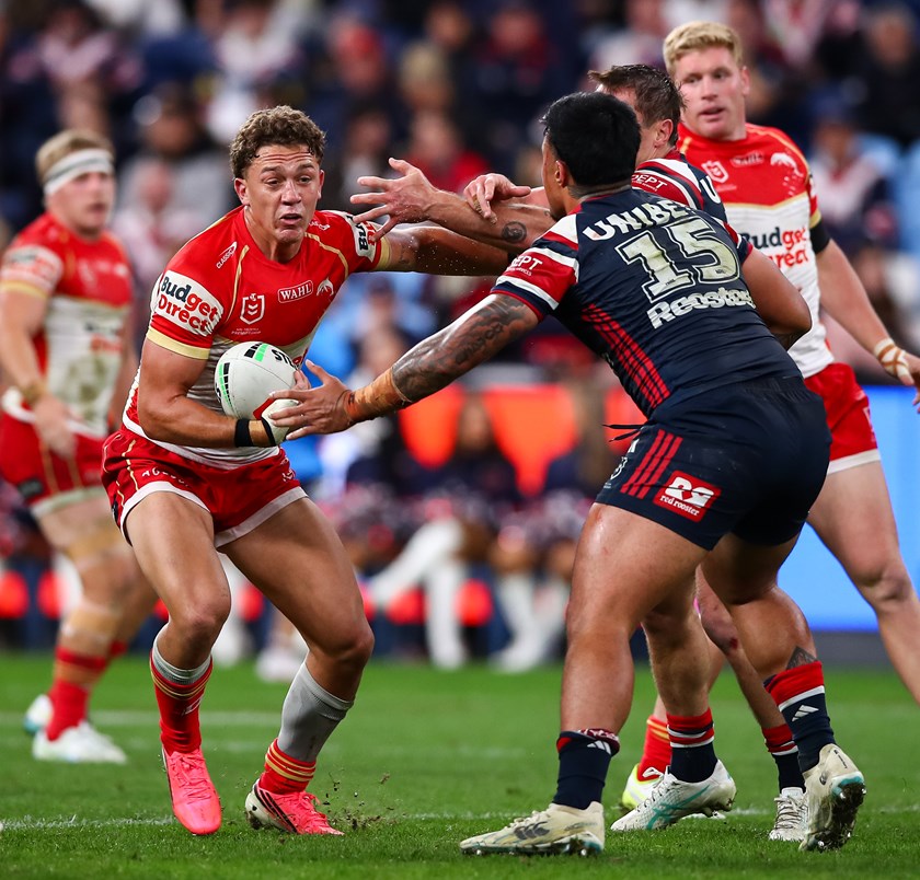 Kurt Donoghoe in action against the Roosters.