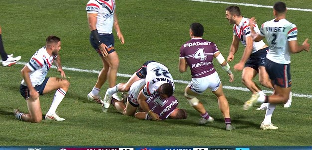 Desperate Roosters goal line defence