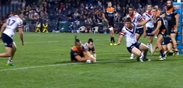 Rd 14: Tigers v Roosters - Try 76th minute - Sauaso Sue