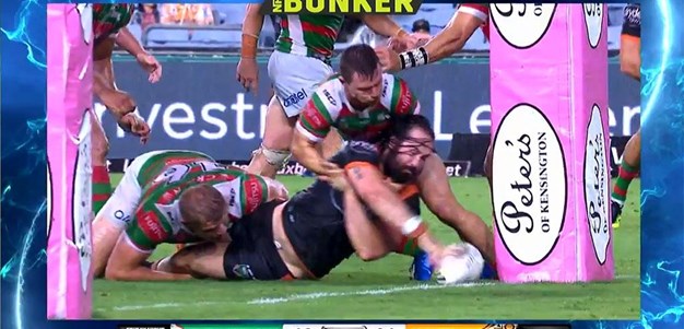 Rd 1: Rabbitohs v Tigers - No Try 80th minute - Aaron Woods