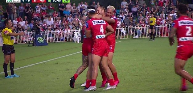 Fuimaono forces his way over close to the ruck