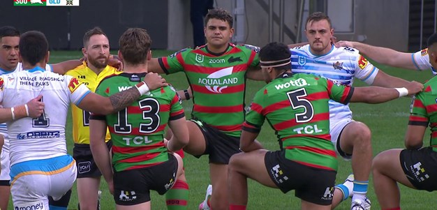 The Rabbitohs and Titans players are united
