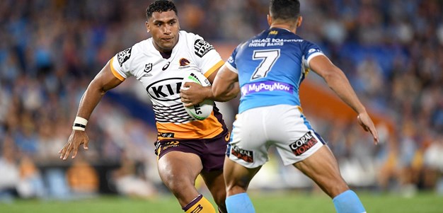 Power of Pangai gets a late try for the Broncos