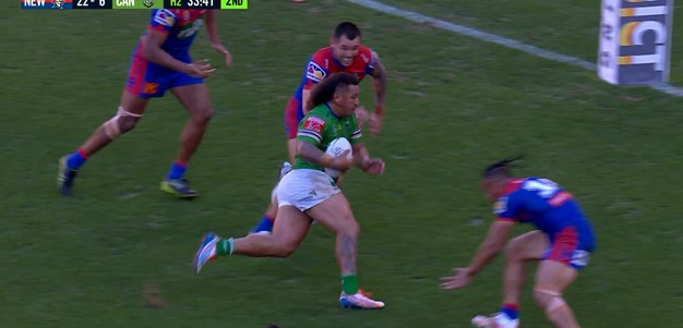 Papalii storms over after the Raiders keep the ball alive