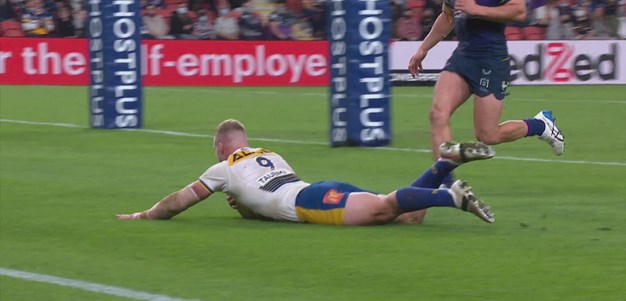 Parramatta break away down the left edge and Lussick looms large