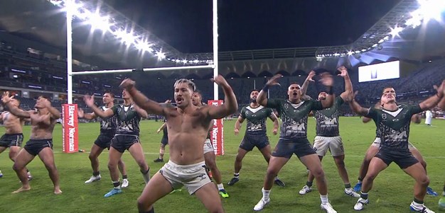 Maori celebrate with a haka post-match