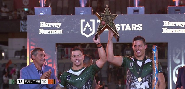 The Maori All Stars celebrate with the trophy