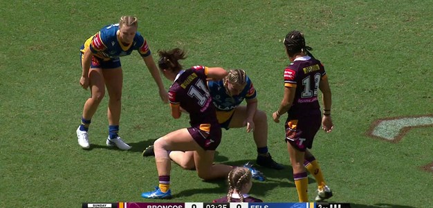 Emily Bass dives in the corner for an early try