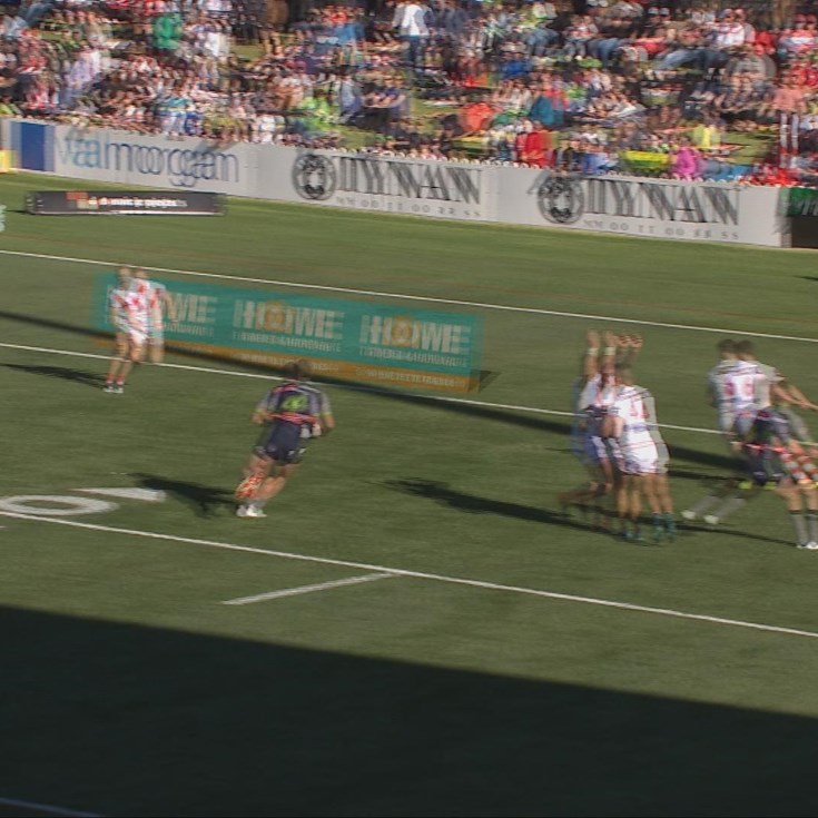 Dragons stop defending, Leilua walks in for the try