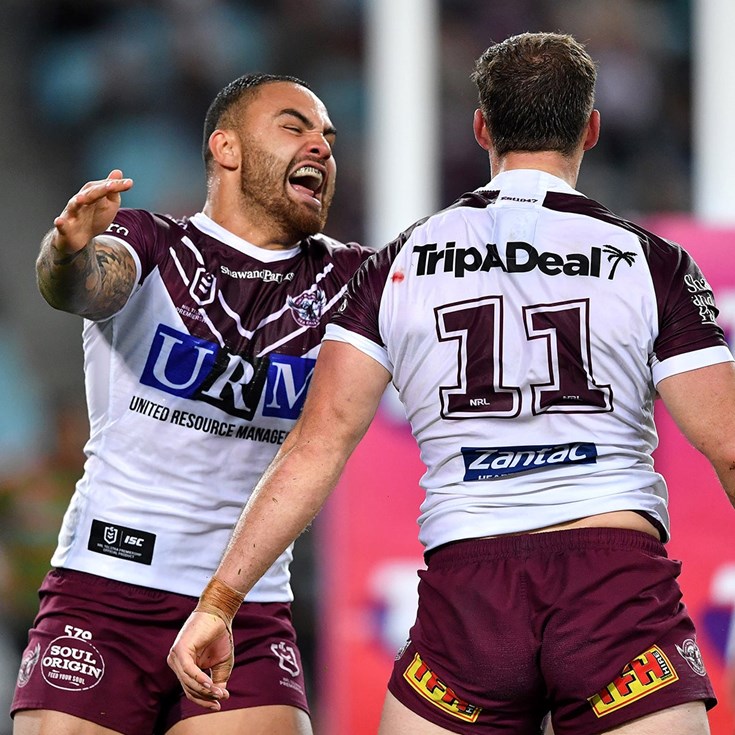 Waddell scores his first NRL try on the big stage