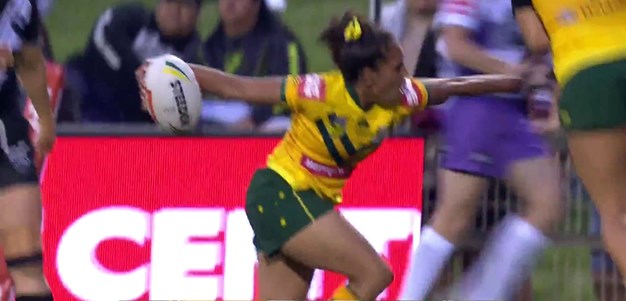 Tungai gets a try from another Jillaroos trick play