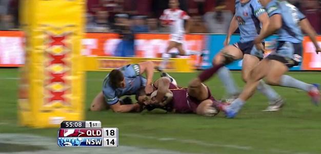 Josh Morris with one of the great Origin try savers