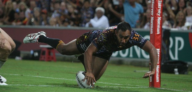 Robinson gets a try as the NRL All Stars spill a Thurston kick