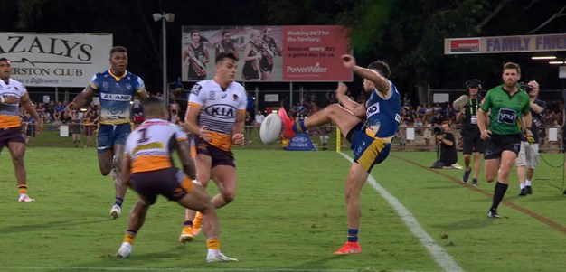 The karate kick try: Moses and Gutherson's beaut