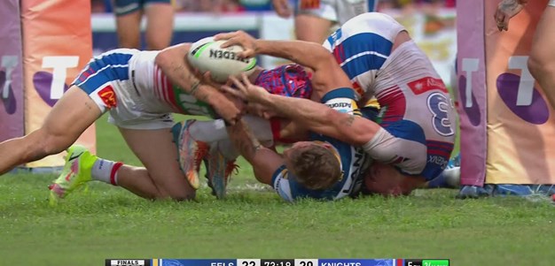 Watson and Ponga with a pure desperation try-saver