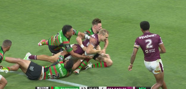 The Rabbitohs defence comes up big to stop Turbo Tom