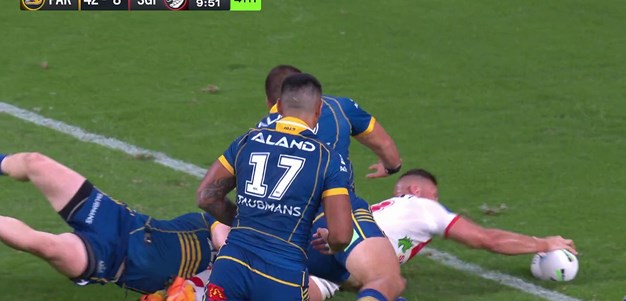 Tariq Sims forces himself over for a consolation