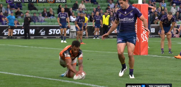 Koroisau kicks and chases for the try