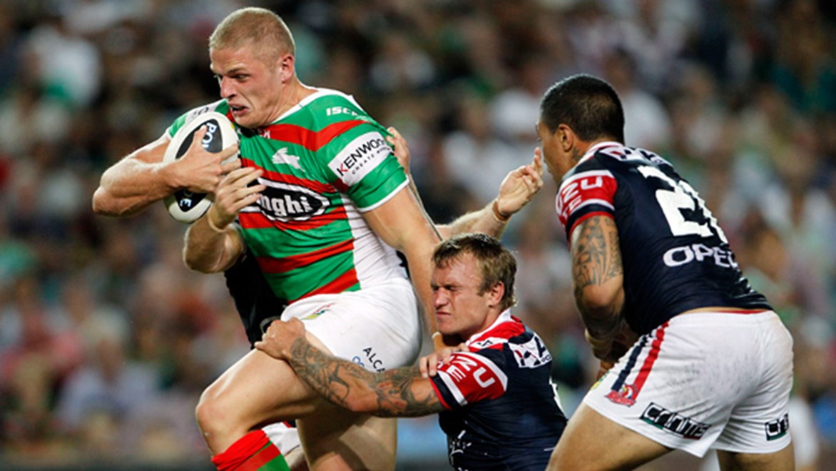 Sam Burgess’ brother George has made a huge impact coming off the bench for the Rabbitohs in 2013 – but the Englishman knows he faces his toughest test to date up against Kangaroos props Matt Scott and James Tamou on Friday night.