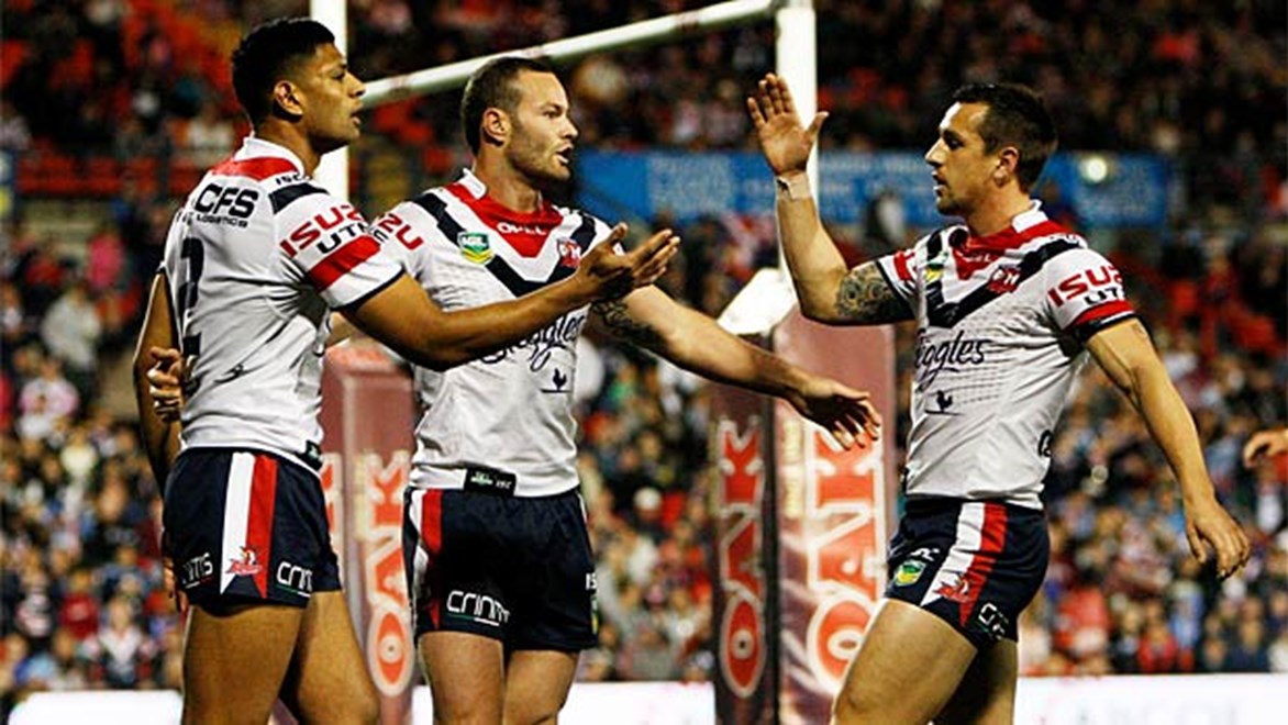 The Roosters have edged ahead at half time against the Panthers