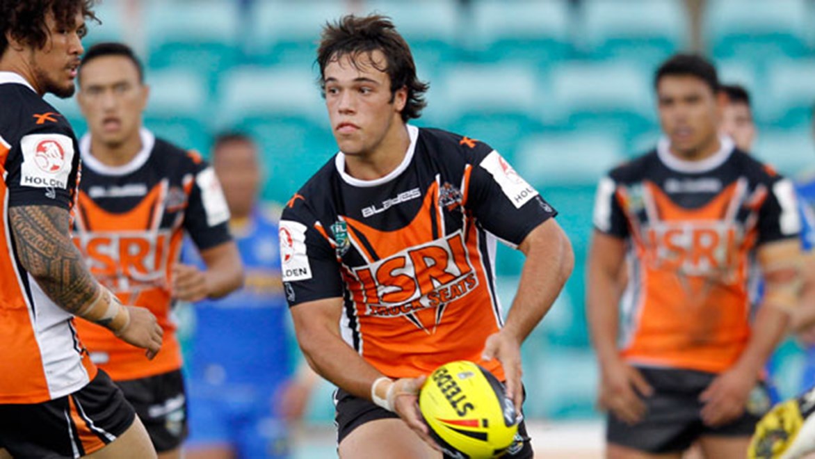 Wests Tigers under-20s halfback Luke Brooks looms as a major threat to the second-placed Roosters in their Holden Cup match of the round on Monday.