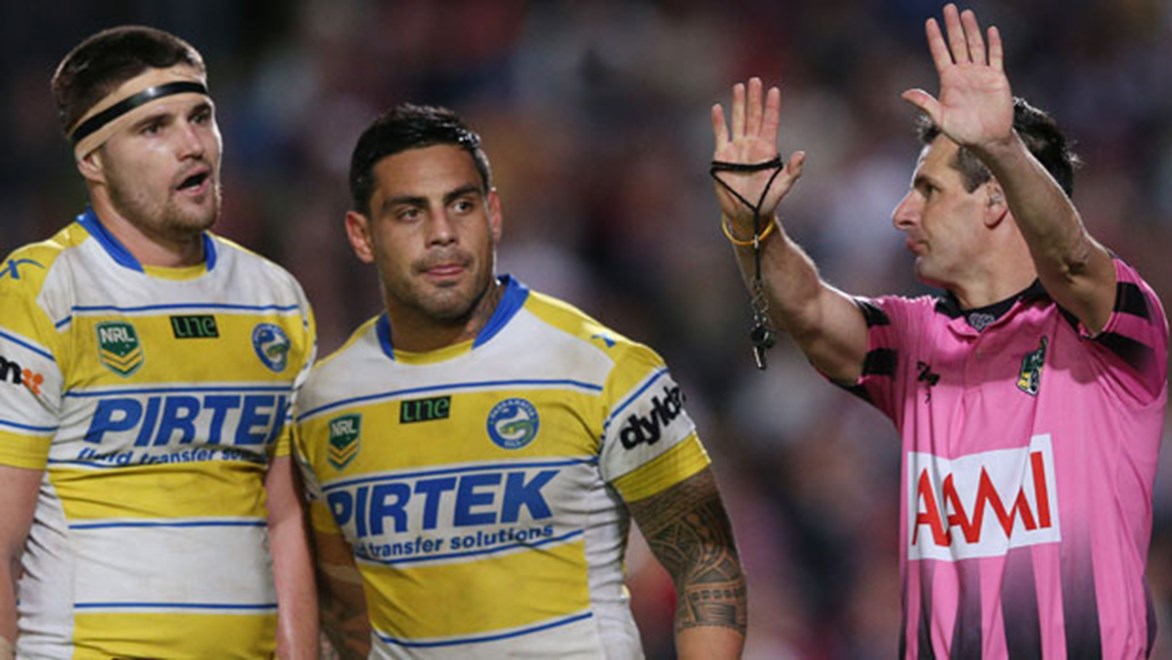 Referees have utilised the sin bin on just 10 occasions in 2013, including sending Parramatta's Mitchell Allgood to the sidelines to cool his heels after he punched Manly's Steve Matai in Round 17.
