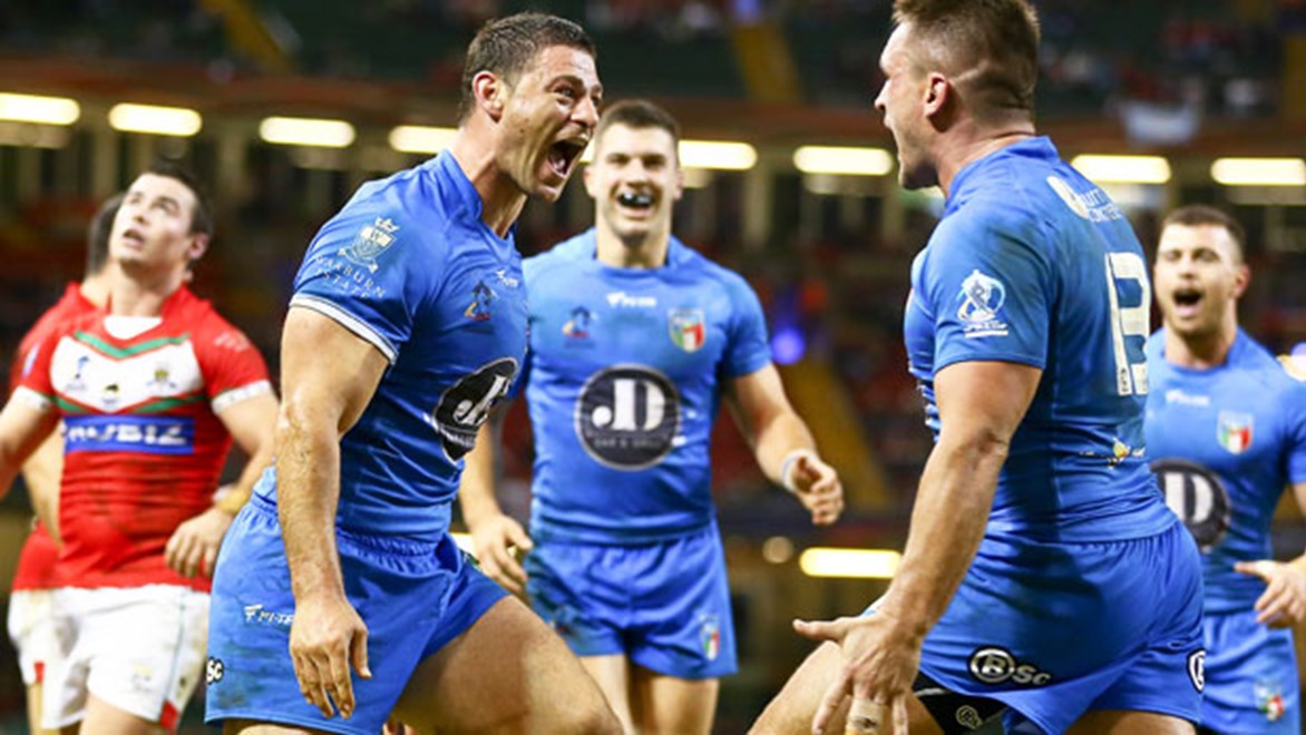 Australian-flavoured Italy trounced Wales 32-16 in their Rugby League World Cup encounter in Cardiff.