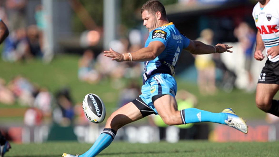 Titans five-eighth Aidan Sezer knows there will be extra pressure to get attacking kicks right in 2014. Credit: Robb Cox/NRL Photos