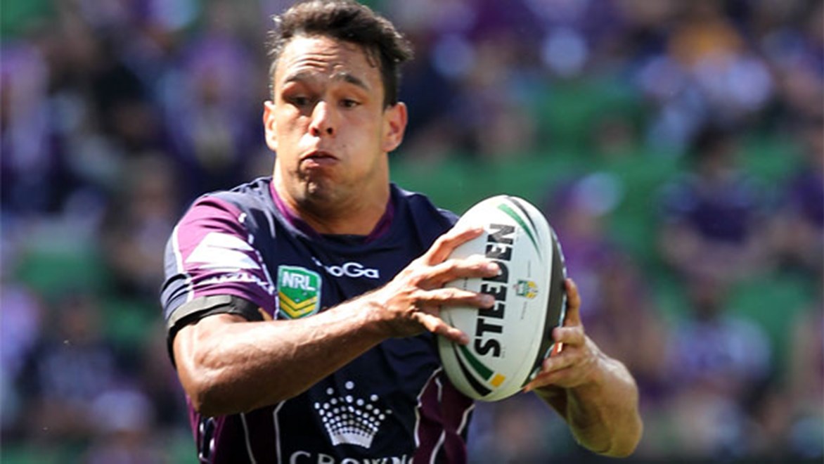 Will Chambers says the injury-hit Melbourne Storm will embrace their underdog status against Manly this weekend. Copyright: Brett Crockford/NRL Photos