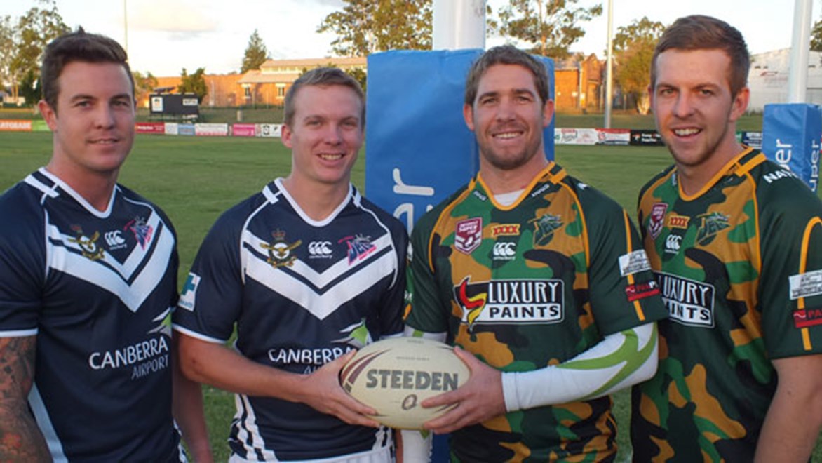 Air Force  team members Callen Burmester and Scott Weston (left) trained alongside Ipswich Jets players Keiron Lander and Haydan Lipp on Thursday night. Copyright: Ipswich Jets