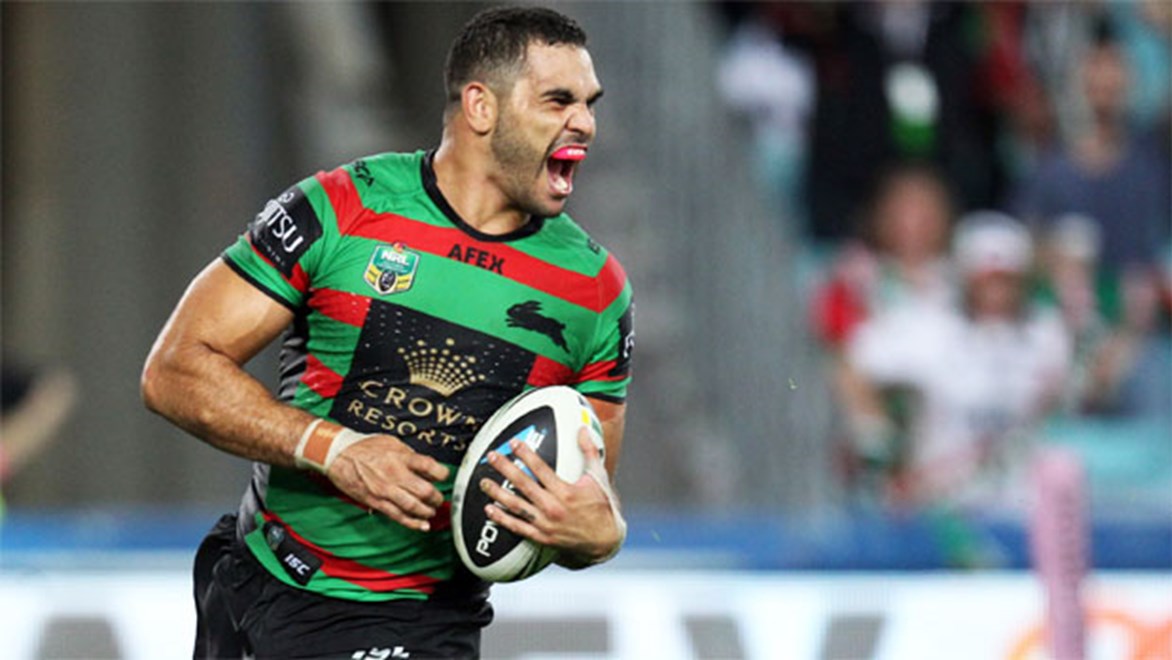 Greg Inglis started the 2014 season in style with a rousing hat-trick against reigning premiers the Roosters. Copyright: Grant Trouville/NRL Photos