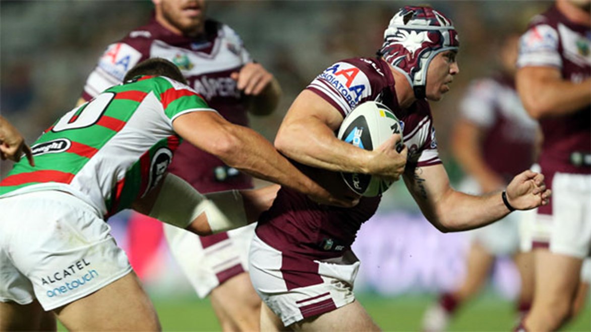 Jamie Buhrer filled in admirably for injured lock Glenn Stewart during Manly's win over South Sydney on Friday night. Copyright: Robb Cox/NRL Photos.