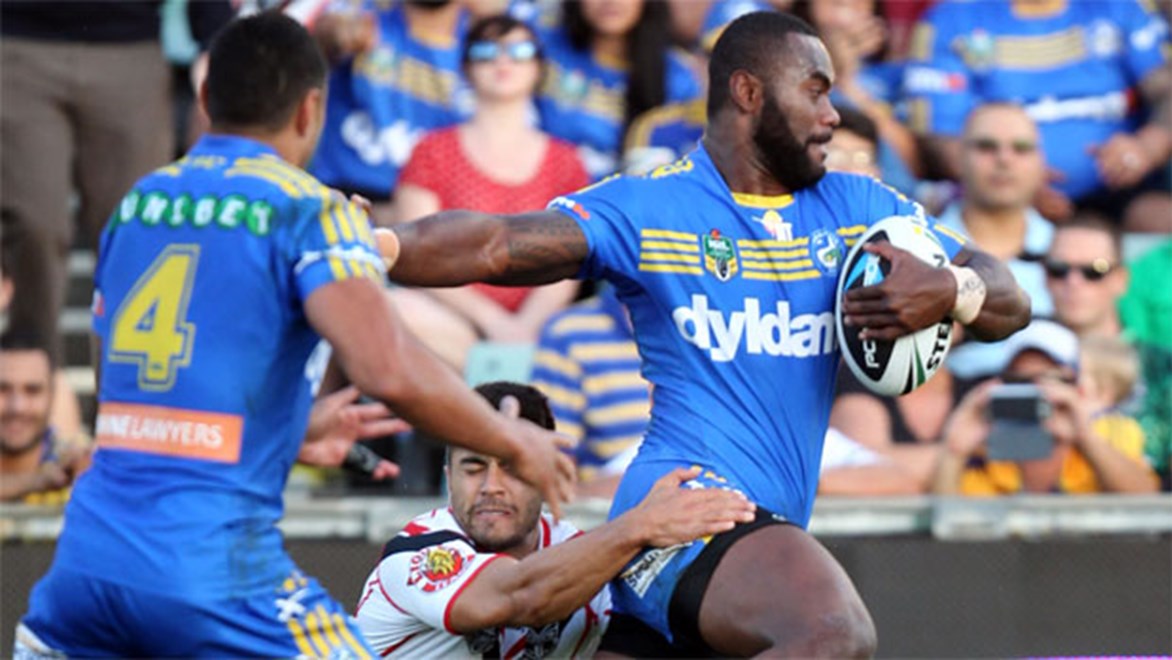 Eels flyer Semi Radradra will need to be at his destructive best when he takes on try scoring ace David Williams on Sunday afternoon. Copyright: Grant Trouville/NRL Photos.
