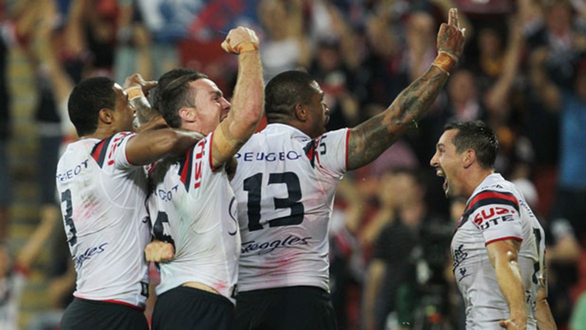 A late flurry from the Roosters saw them scrape home with a 30-26 win over Brisbane on Friday night. Copyright: Col Whelan/NRL Photos