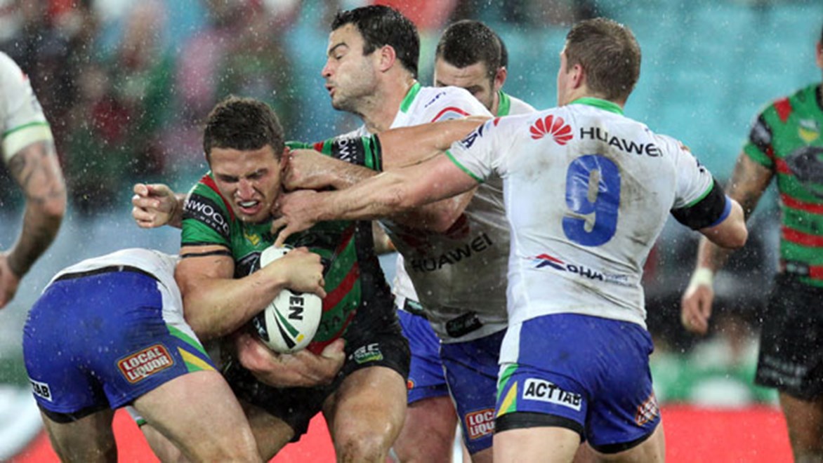Rabbitohs prop Sam Burgess and brother George will come up against one of the biggest packs in the NRL when they meet Canberra on Sunday. Copyright: Grant Trouville/NRL Photos.
