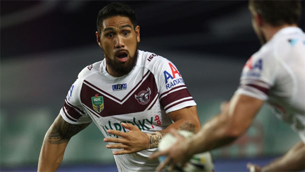 Manly's unheralded front row rotation, including Jesse Sene-Lefao, laid the foundation for the side's upset win. Copyright: Colin Whelan/NRL Photos.