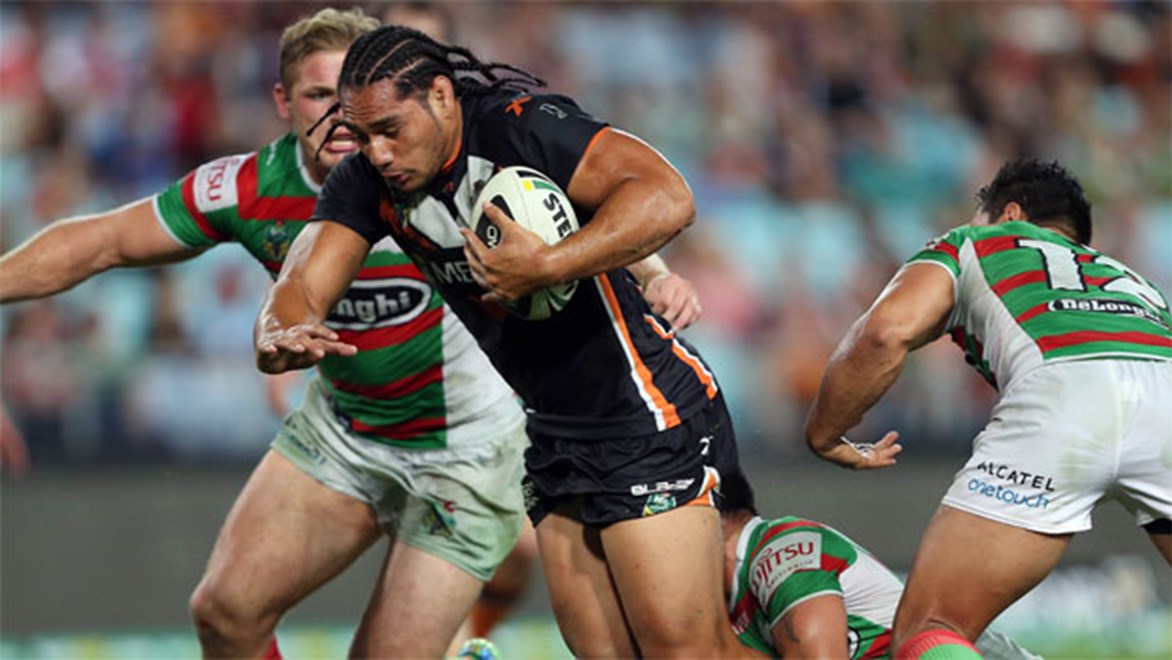 Wests Tigers prop Martin Taupau has made a big impression since moving from the Bulldogs over the summer. Copyright: NRL Photos/Grant Trouville. 