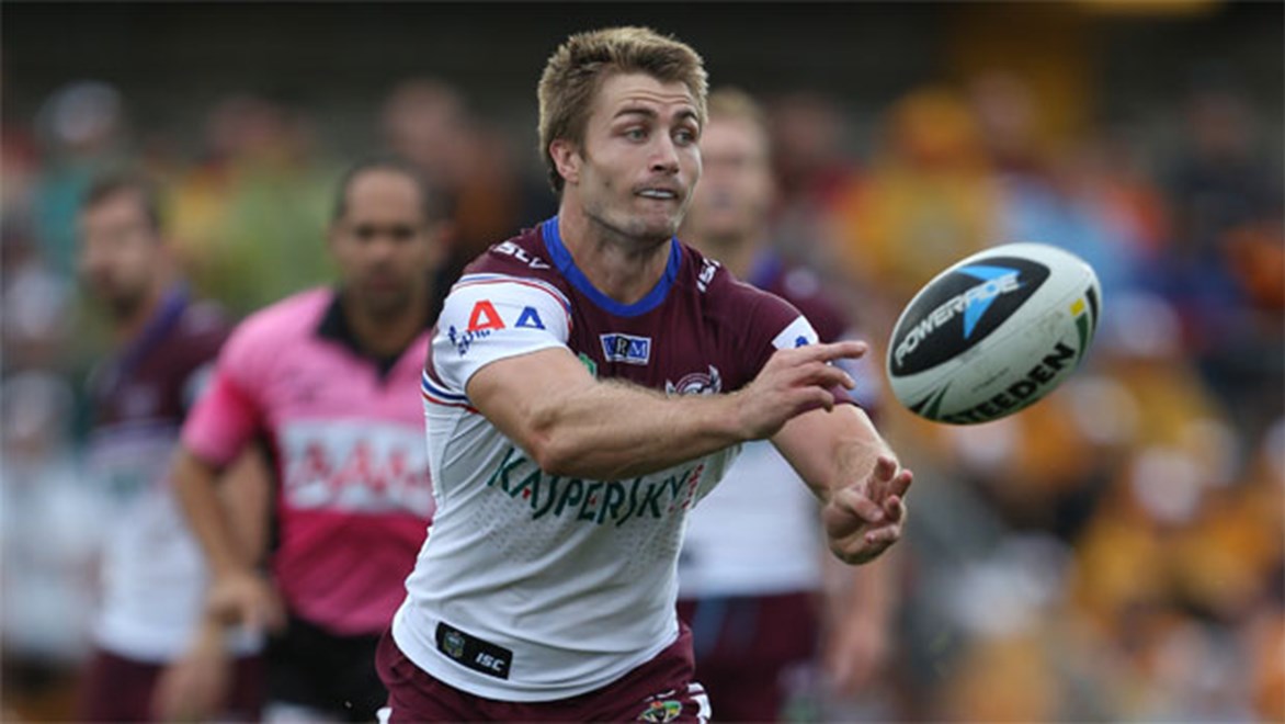 Manly five-eighth Kieran Foran says his side will be looking for plenty of improvement in their return to Brookvale against the Sharks on Sunday. Copyright: Robb Cox/NRL Photos.