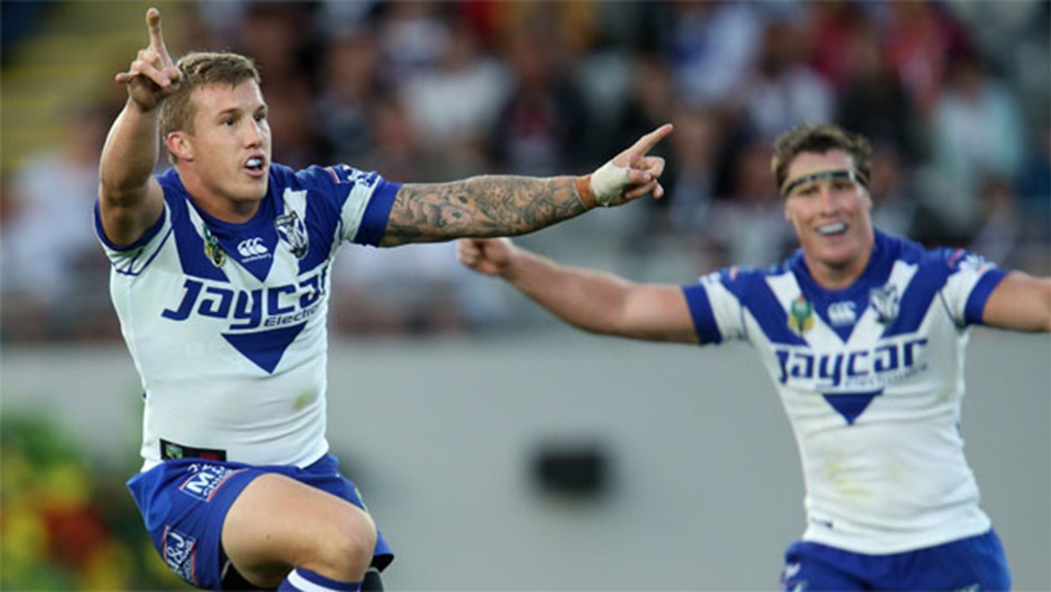 Not for the first time this year, Bulldogs halfback Trent Hodkinson came up with some clutch plays on the weekend. Copyright: NRL Photos/Jason Oxenham.