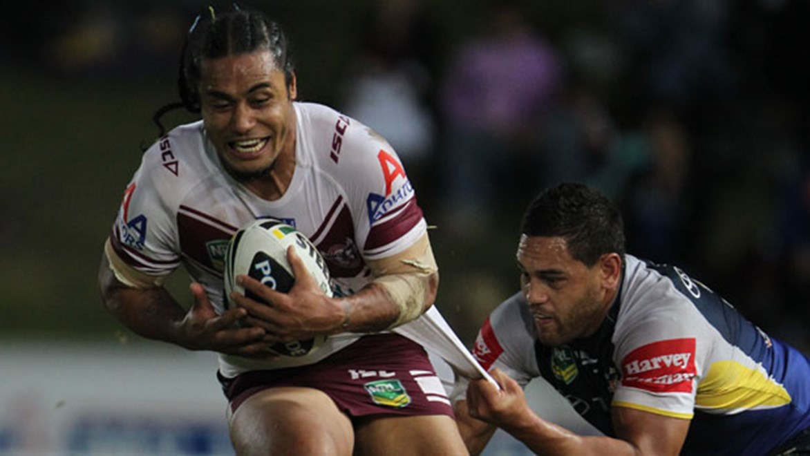 With eight tries in just six games Manly centre Steve Matai will prove difficult for the Cowboys to contain on Friday night. Copyright: Col Whelan/NRL Photos