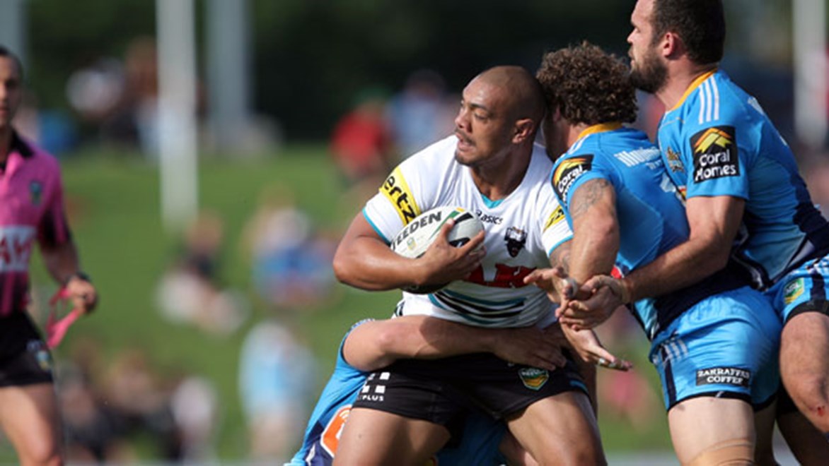 Penrith's Sika Manu will be called on for a starring effort up against the table-topping Titans on Easter Monday. Copyright: Robb Cox/NRL Photos.